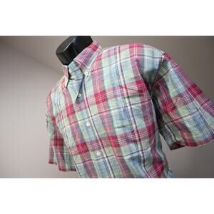 Polo Ralph Lauren Dress Shirt Greggor Short Sleeve Plaid Mens Size Large